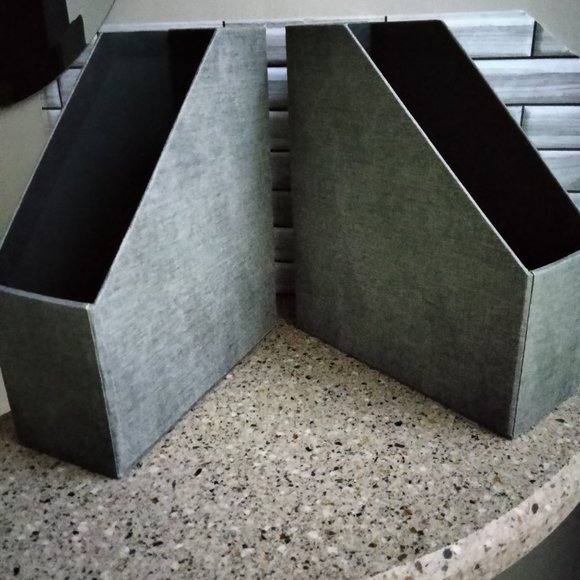 DUO: Linen Covered Slate Grey File Magazine Holders (C) - Picture 7 of 9